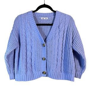 Cable knit Daisy & Cleo Soft Cozy Cropped Knit Cardigan Women's Size Large